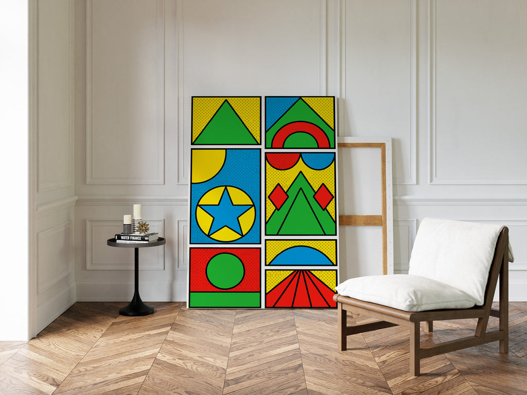 Pop Geometry in Primary Color Panels