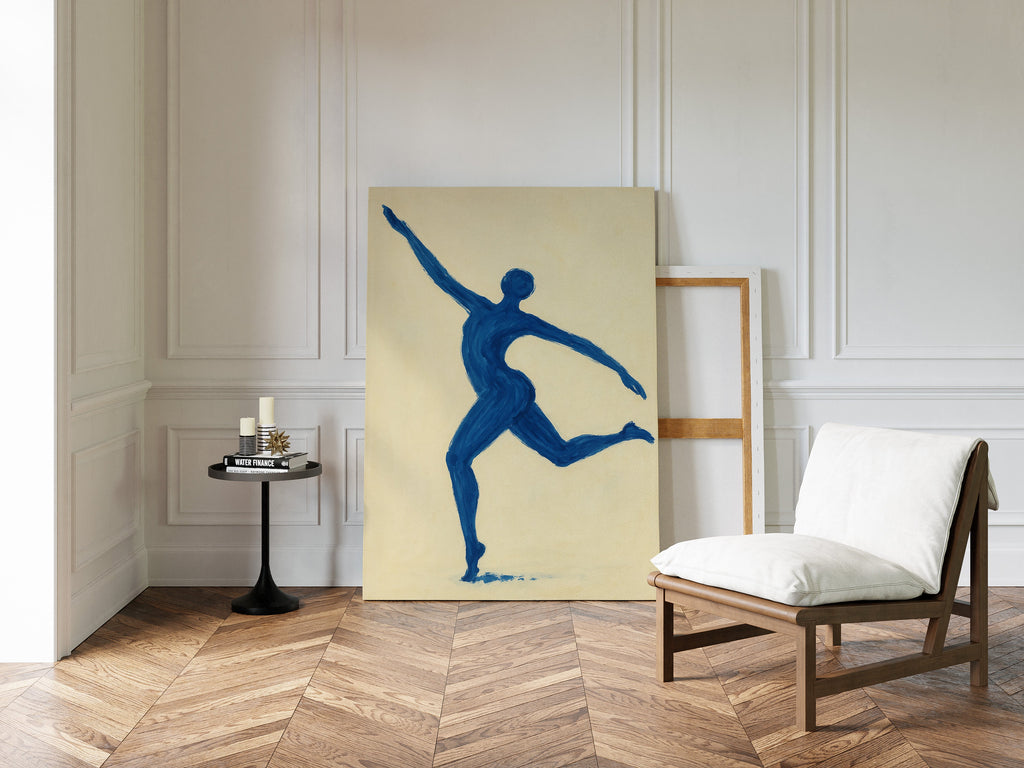 Leaping Figure in Indigo Grace