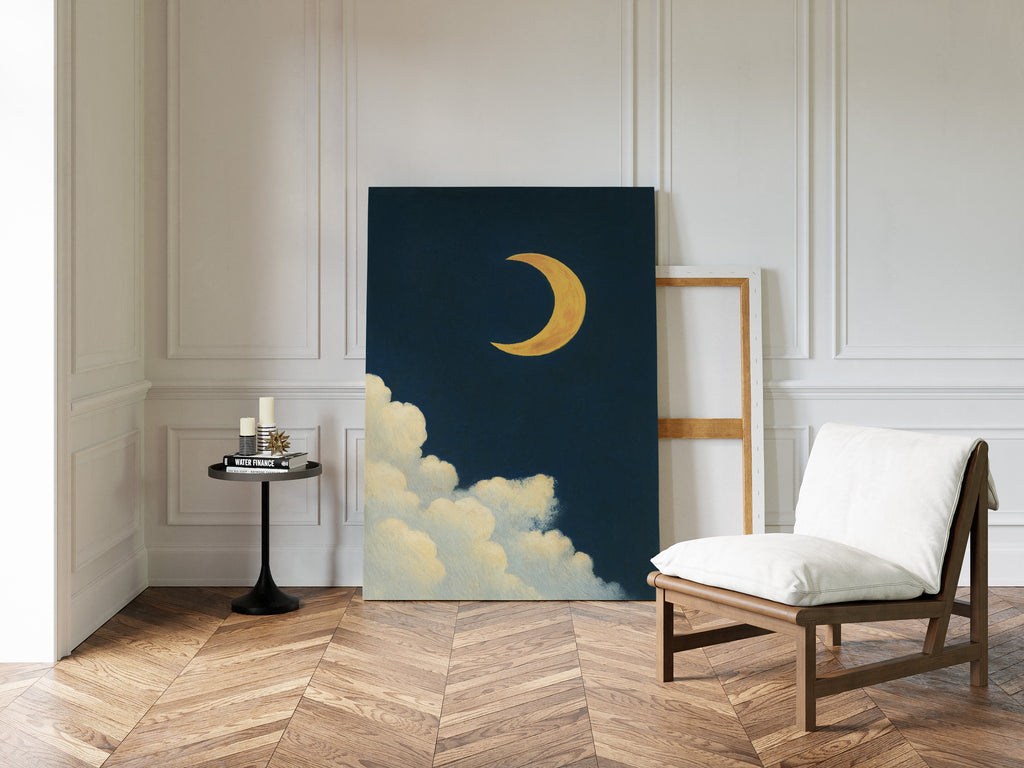 Golden Moon Over Soft Clouds