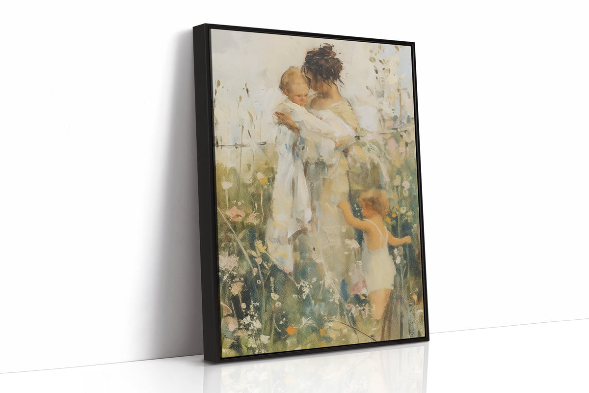 Mother and Children in the Summer Meadow