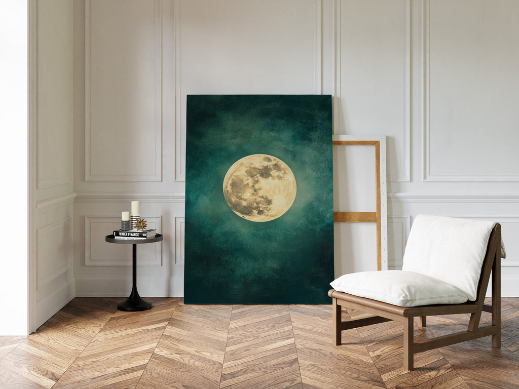 Full Moon Rising in Emerald Sky