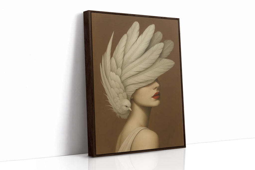 Winged Elegance in Ivory and Crimson