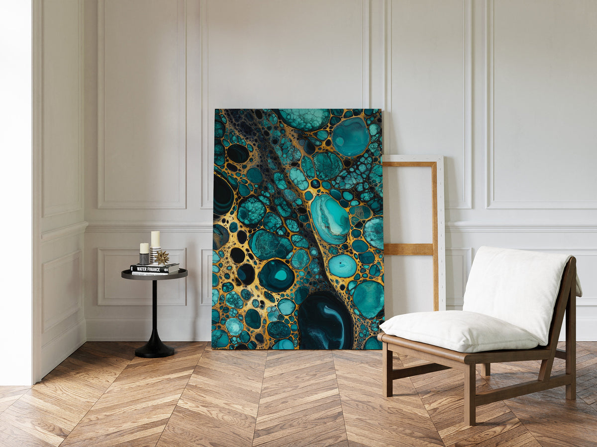 Golden Currents Beneath Turquoise Skin