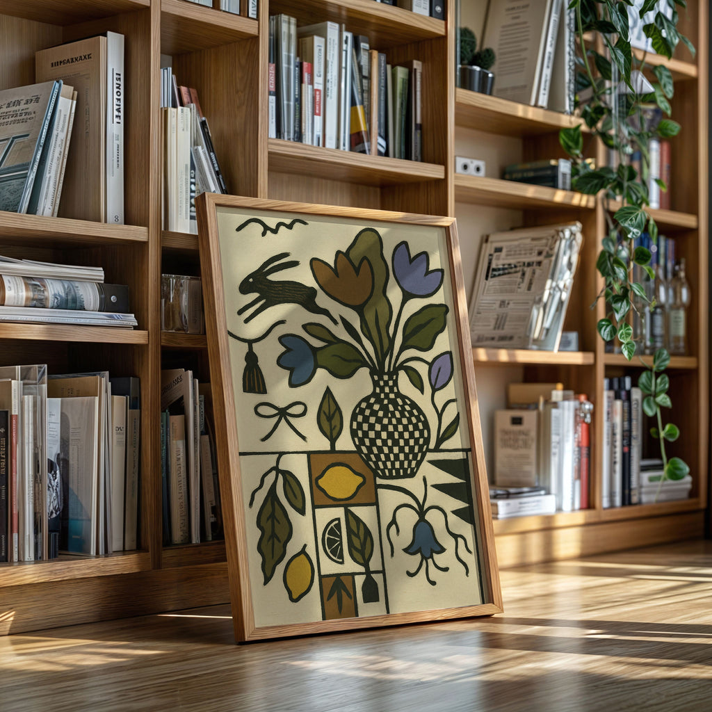 Lemon Rabbit Folk Vase