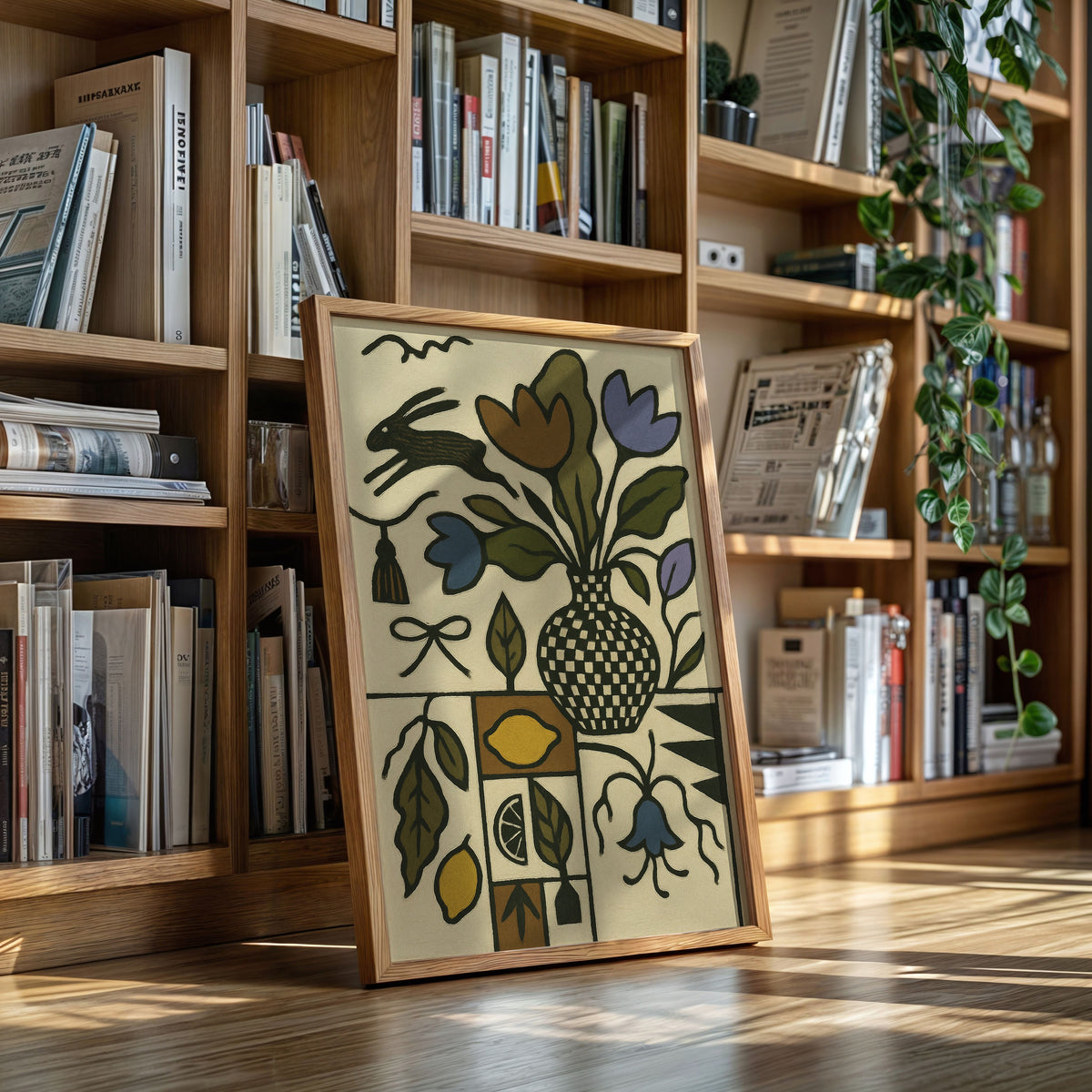 Lemon Rabbit Folk Vase