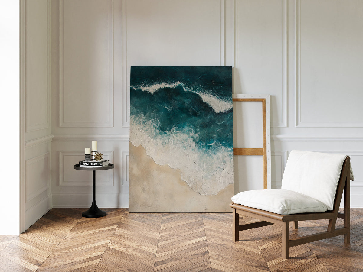 Waves Crashing on Sculpted Shore
