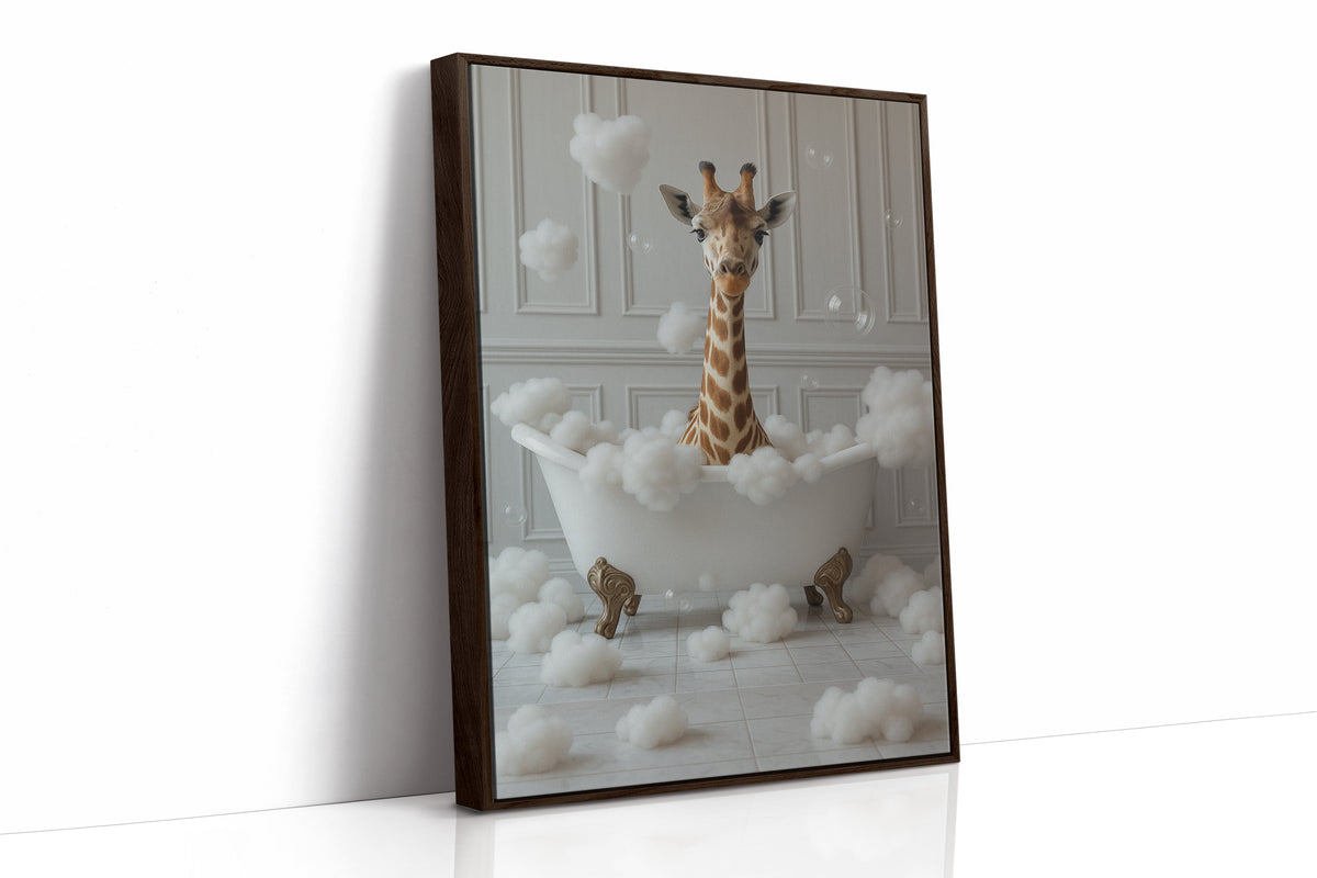 Giraffe in a Bathtub of Bubbles