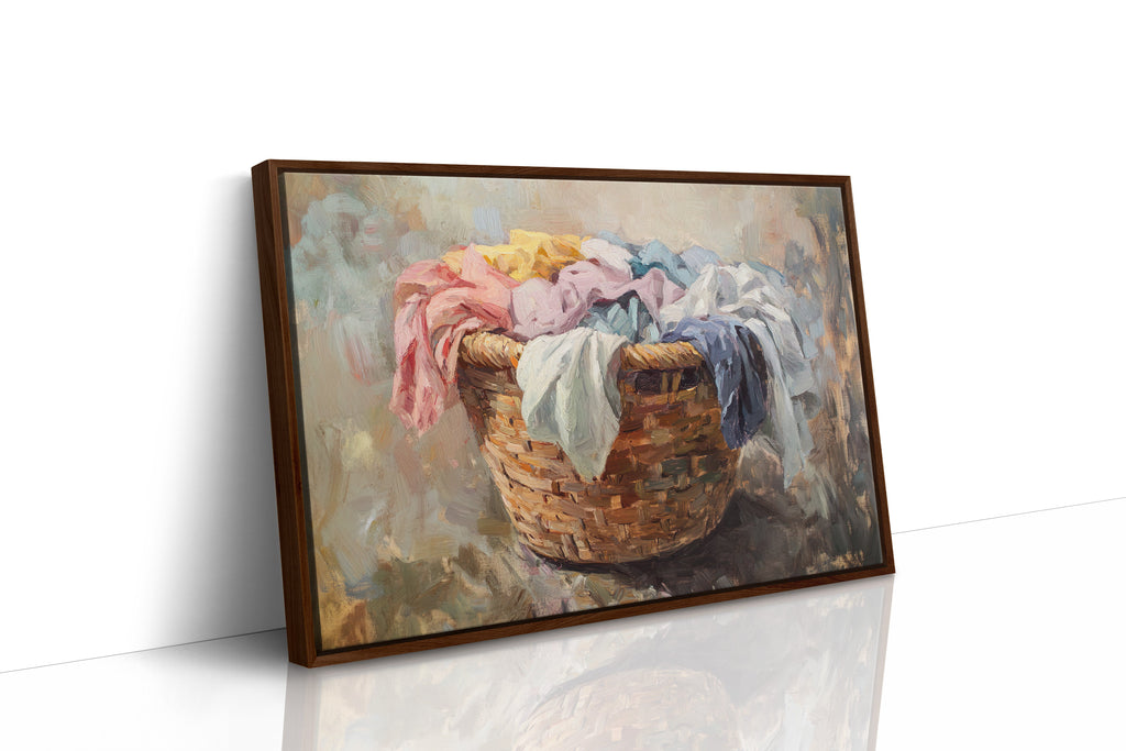 Rustic Simplicity: Vintage Laundry Basket Canvas Wall Art