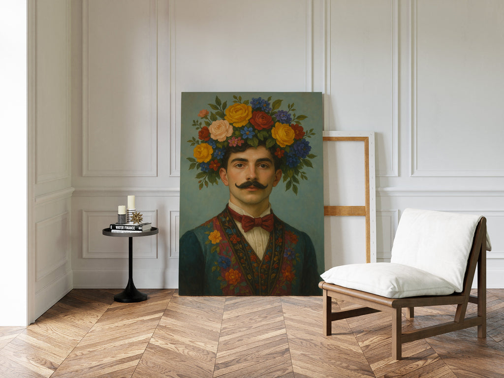Floral Nobleman in Crimson Bowtie