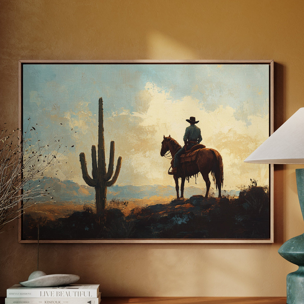 Cowboy Sundown by the Saguaro