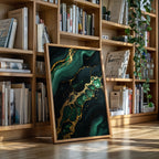 Gilded Cells in Deep Emerald Flow