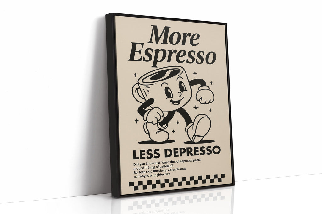 More Espresso, Less Depresso – Vintage Coffee Poster Print