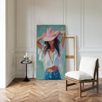 Pink Cowgirl Hat – Western Chic Wall Art