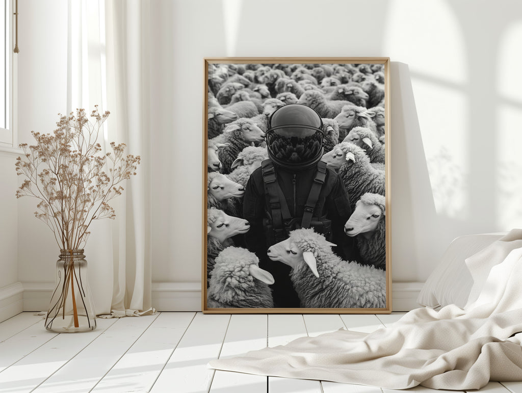 Astronaut Among the Sheep