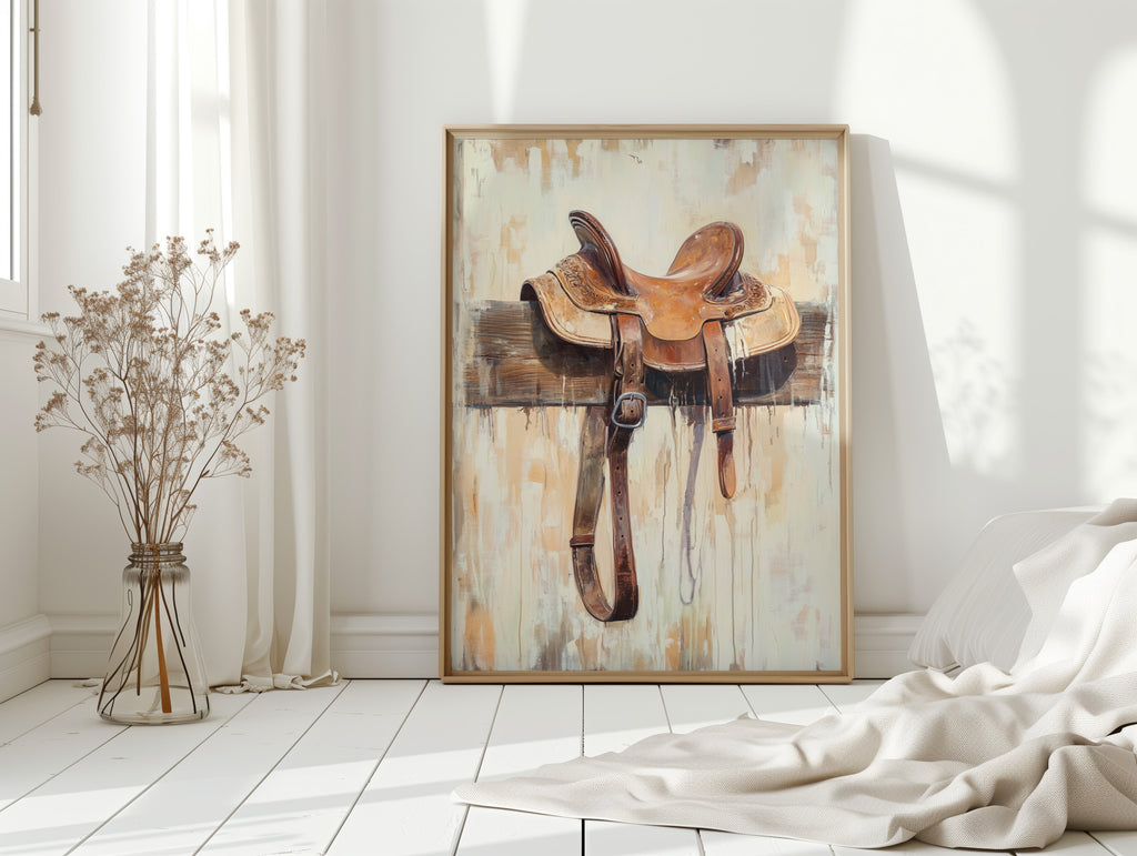 Weathered Rest: Western Saddle Still Life