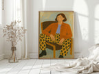 Still Moment in Patterned Pants