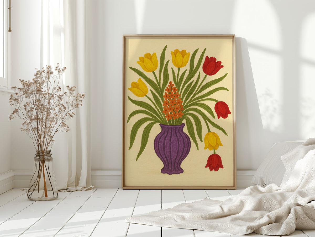 Tulips in a Plum Vase