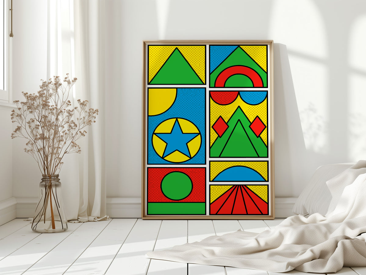Pop Geometry in Primary Color Panels