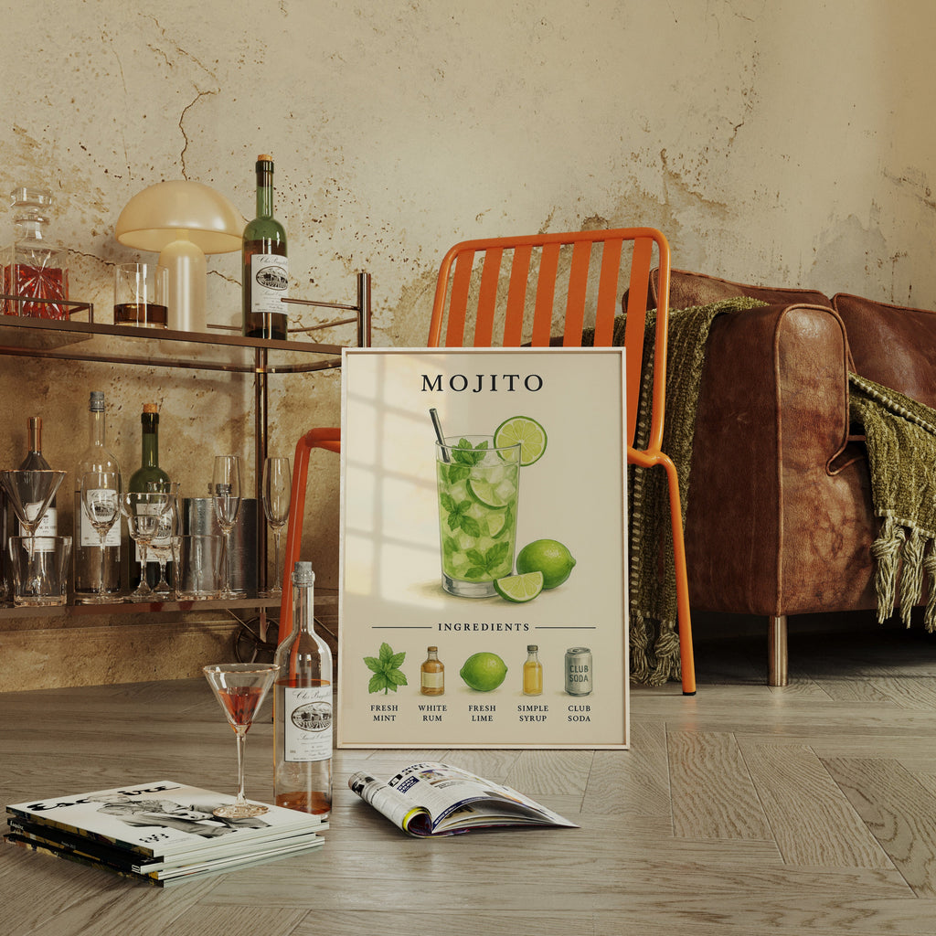 Mojito Cocktail Recipe Art Print