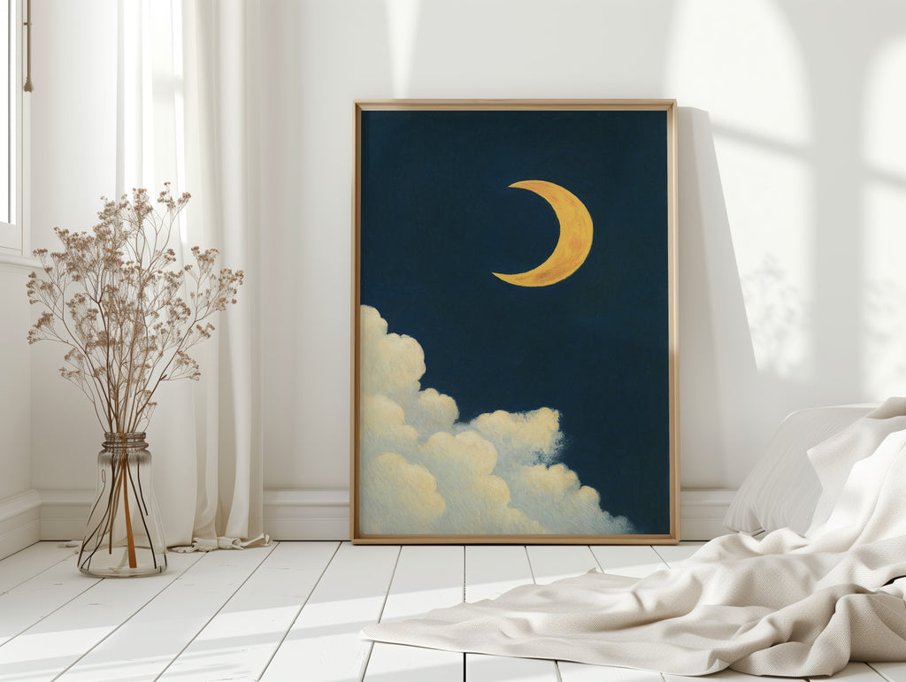 Golden Moon Over Soft Clouds