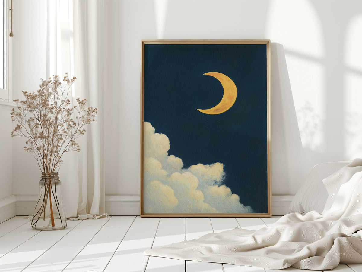 Golden Moon Over Soft Clouds