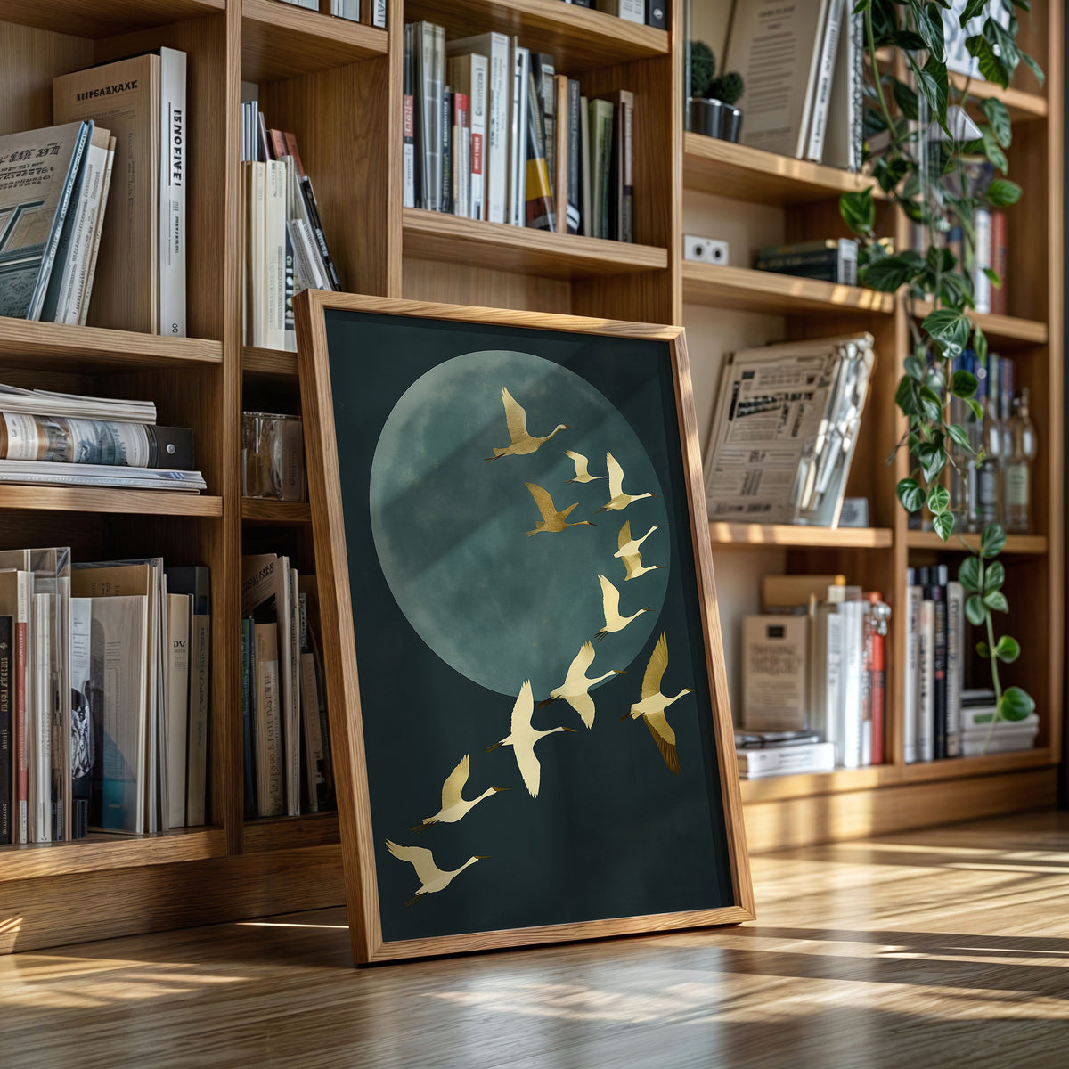 Golden Flight Beneath a Silent Moon