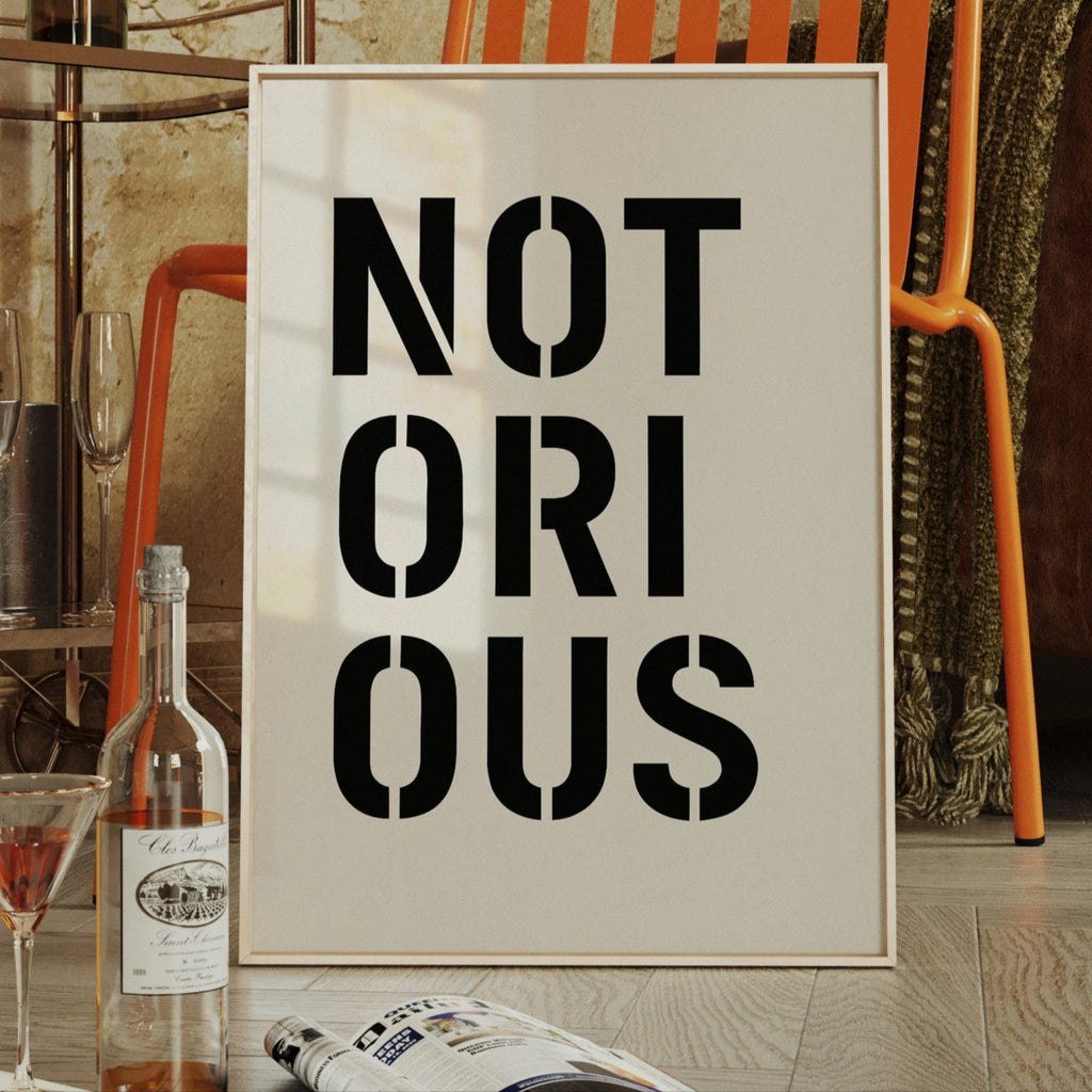 Notorious Bold Stencil Typography Print