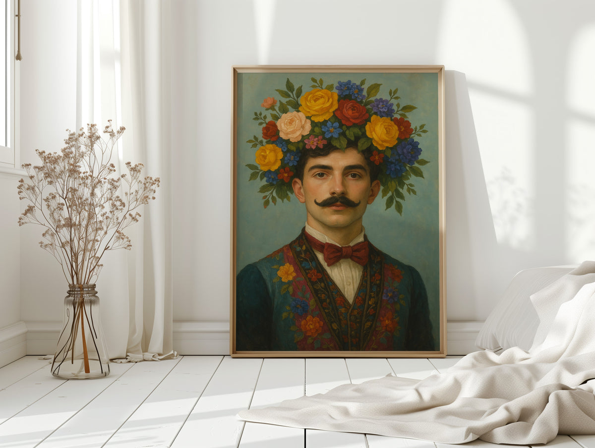 Floral Nobleman in Crimson Bowtie