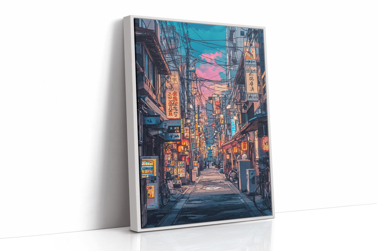 Vibrant Tokyo Street Art Print – Neon Cityscape Aesthetic