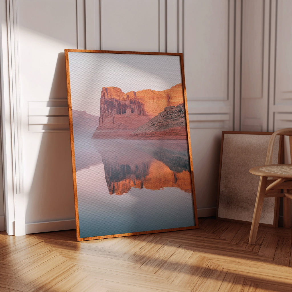 Desert Cliffs Reflected in Morning Mist