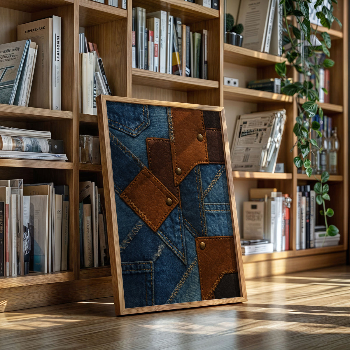 Western Patchwork Denim and Leather Print