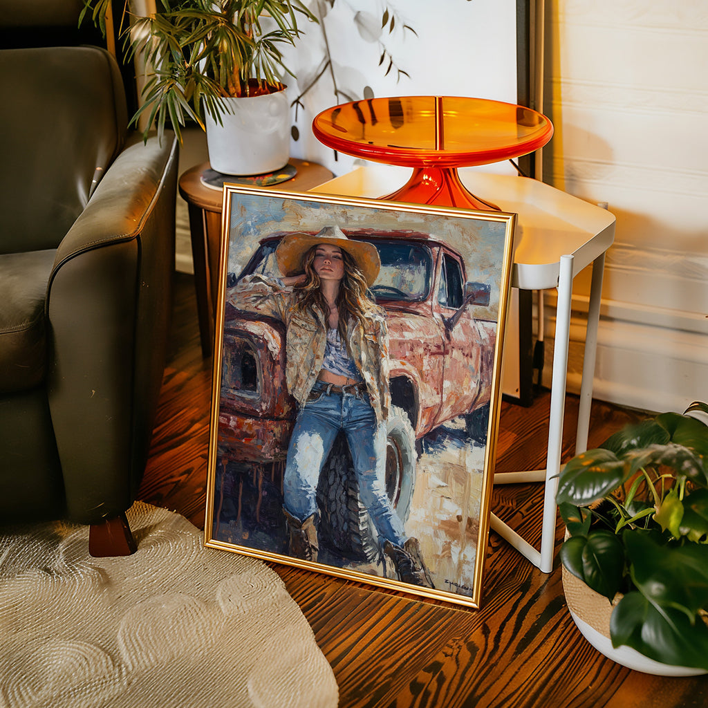 Rebel Cowgirl by the Rusted Pickup