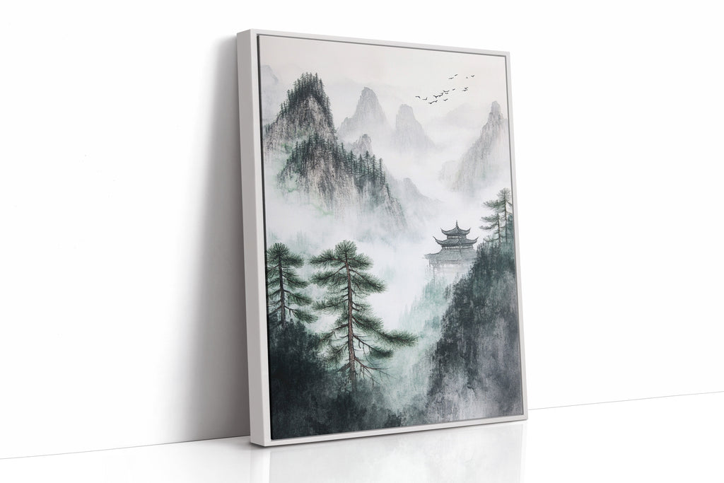 Misty Mountain Landscape – Tranquil Chinese Zen Wall Art