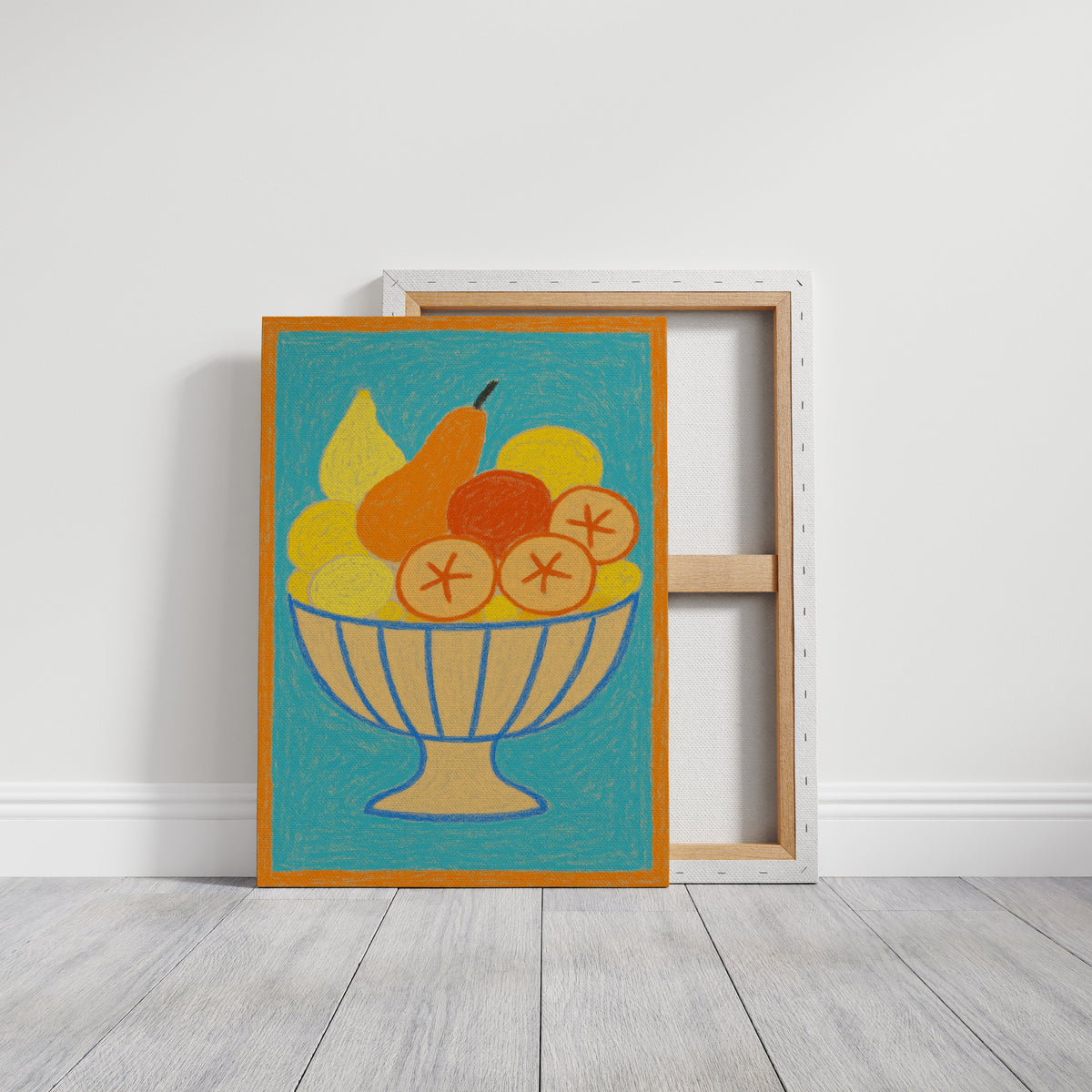 Sunny Fruit Bowl on Blue