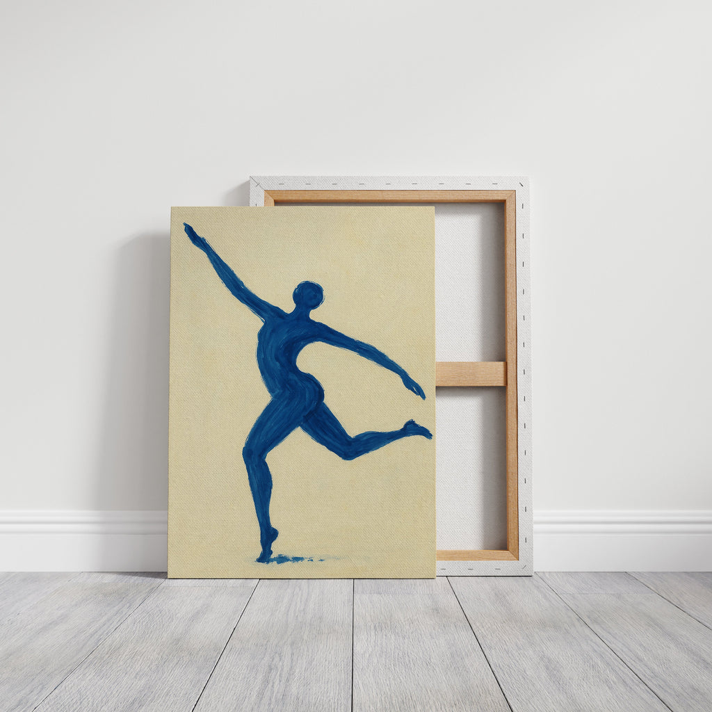 Leaping Figure in Indigo Grace