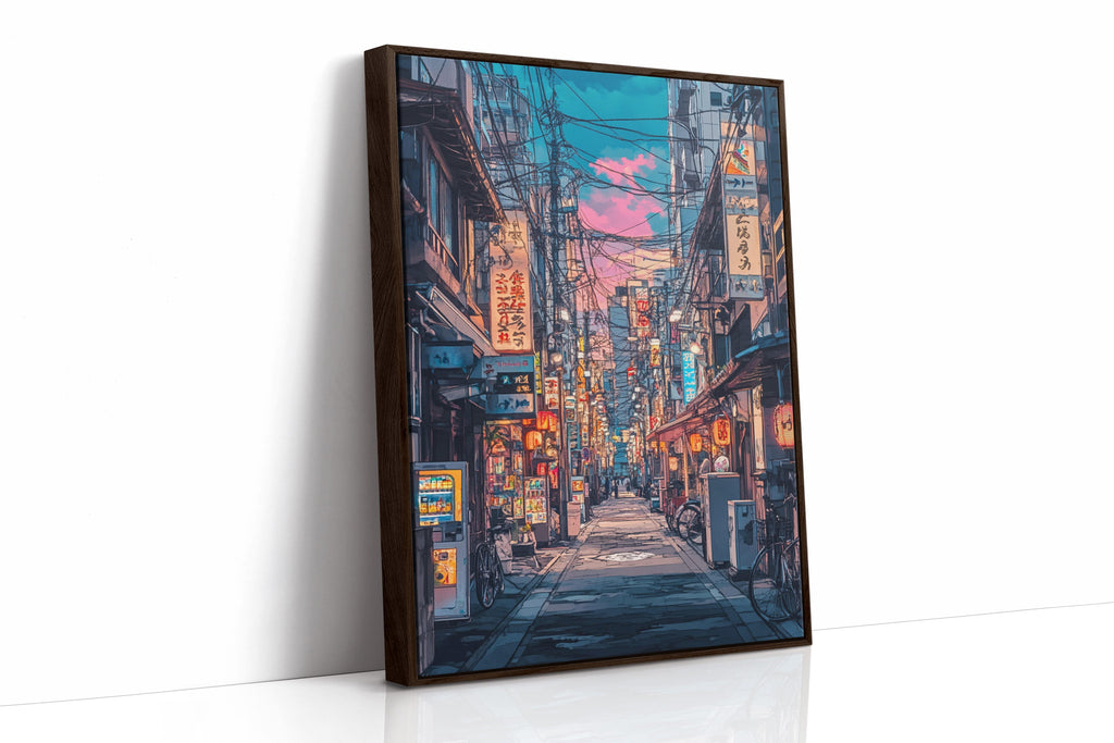 Vibrant Tokyo Street Art Print – Neon Cityscape Aesthetic