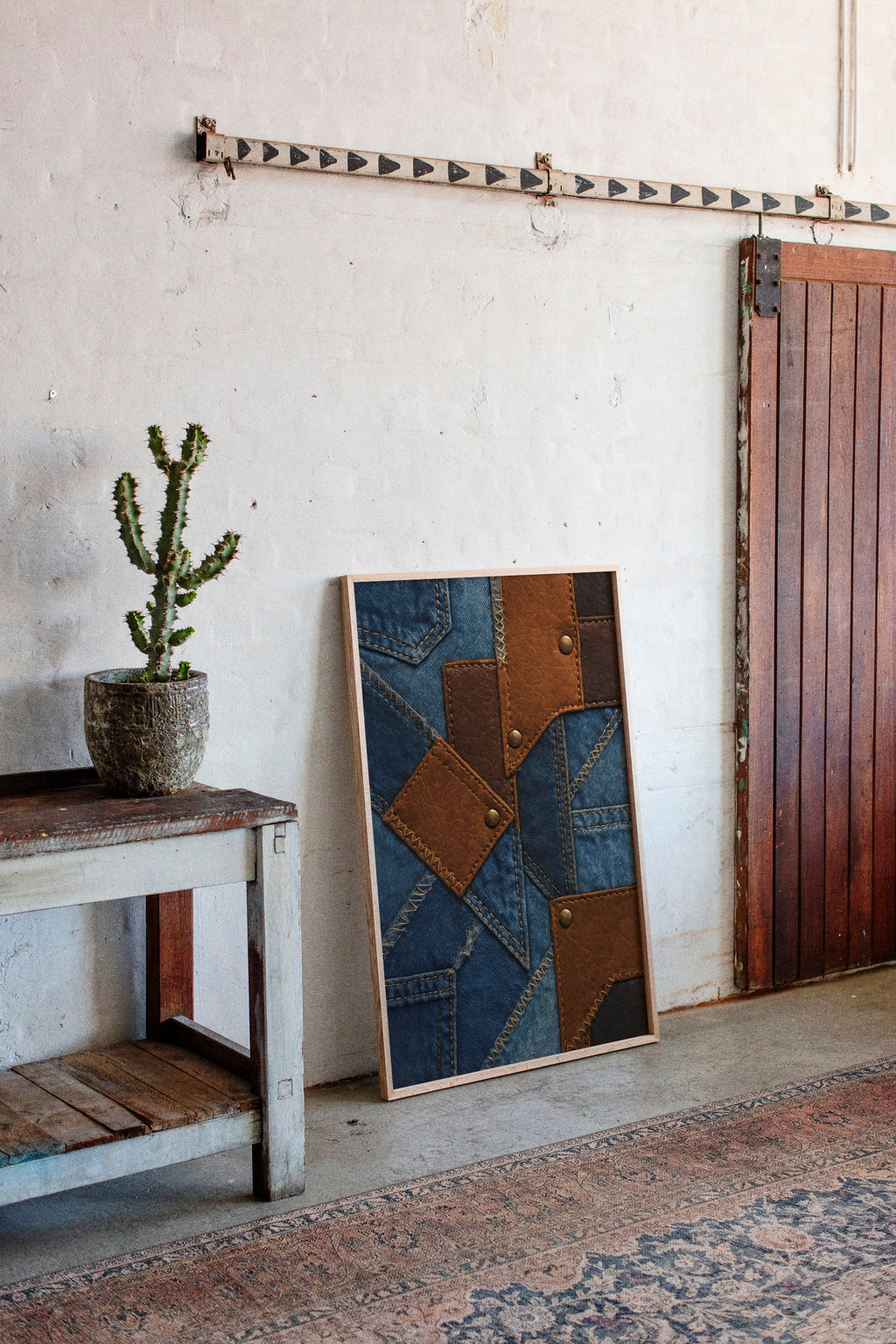 Western Patchwork Denim and Leather Print