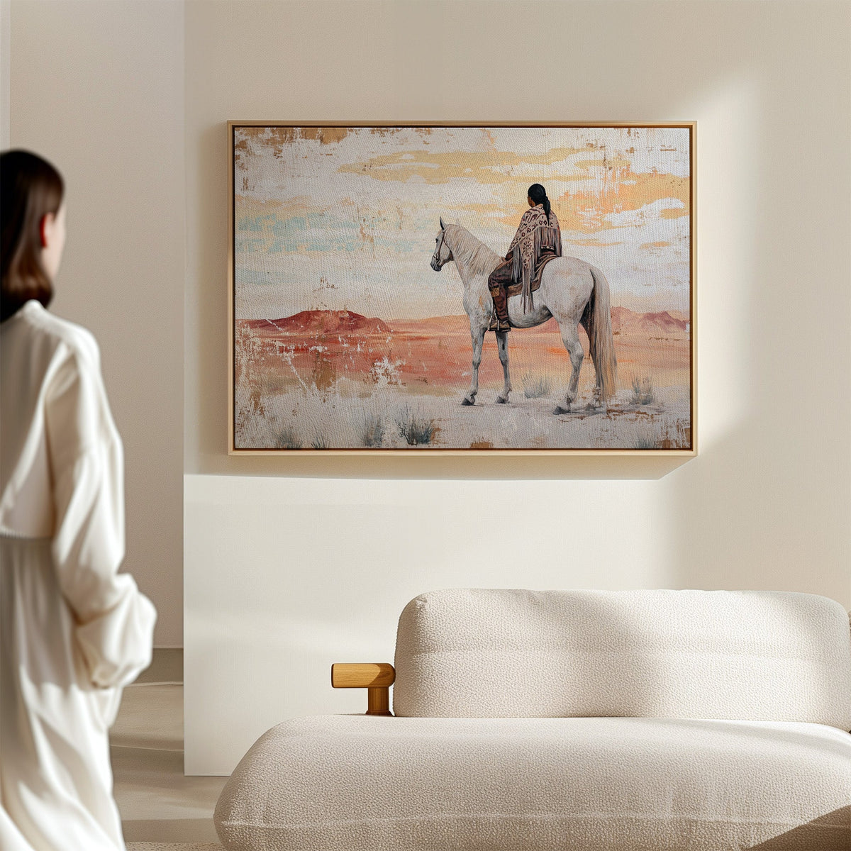Desert Watcher on White Horse