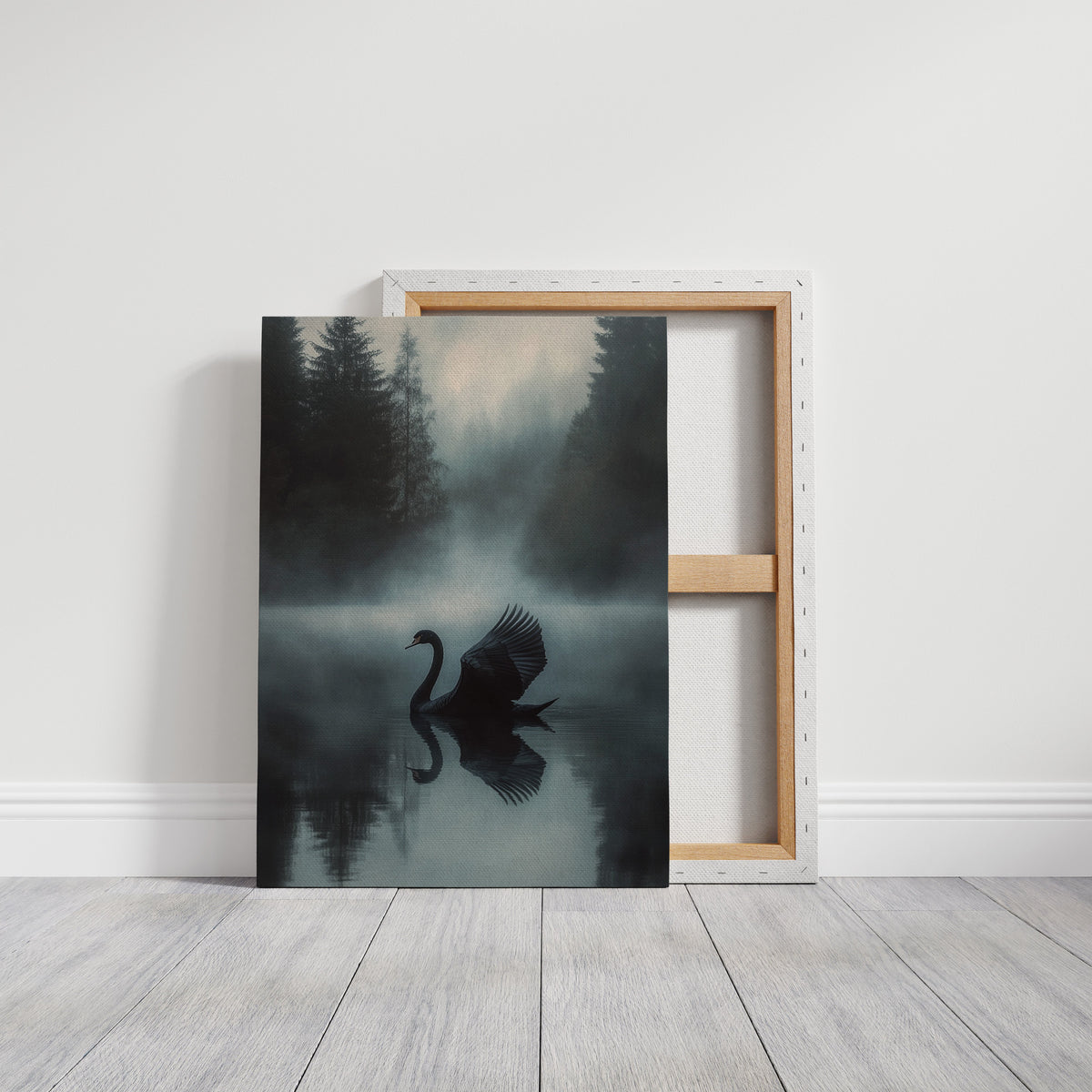 Black Swan in Morning Fog