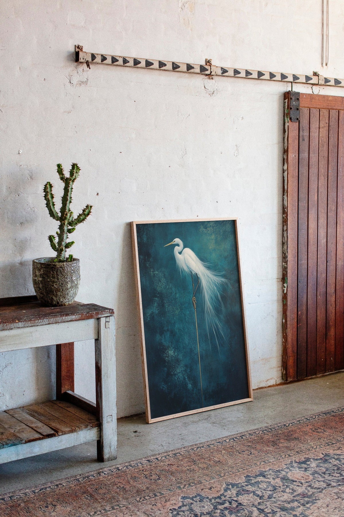 White Egret Wall Art – Elegant Minimalist Bird Print, Coastal Decor