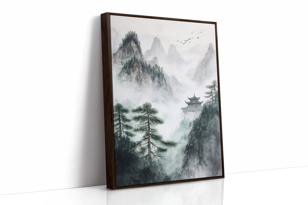 Misty Mountain Landscape – Tranquil Chinese Zen Wall Art