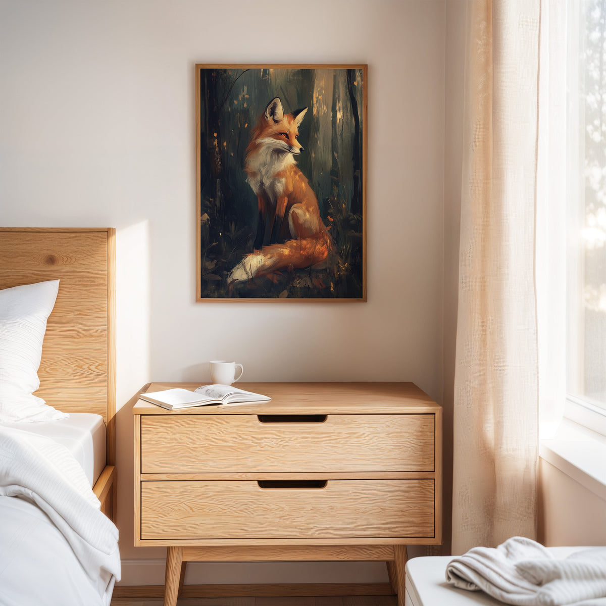 Fox Wall Art – Mystical Forest Print, Woodland Animal Decor, Nature-Inspired Painting