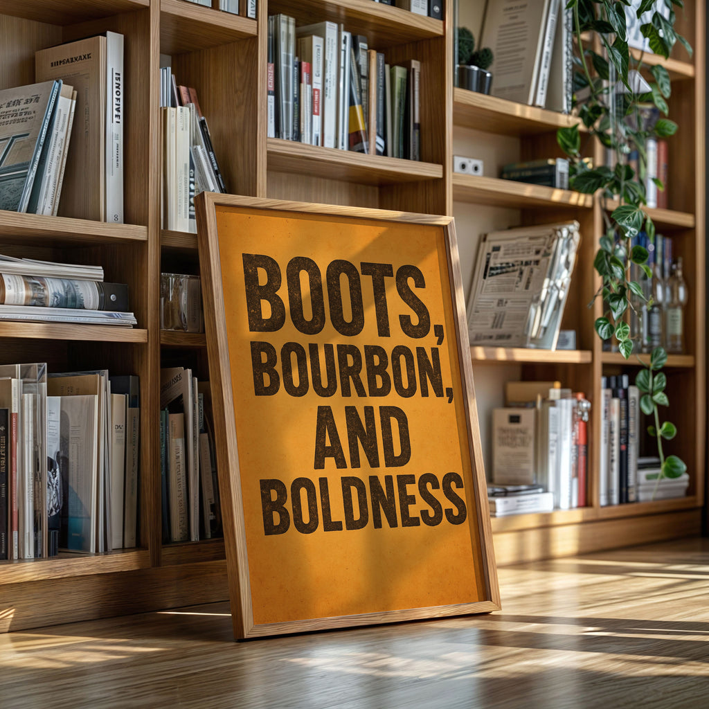 Boots Bourbon and Boldness Wall Art