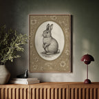 Victorian Rabbit in Floral Frame