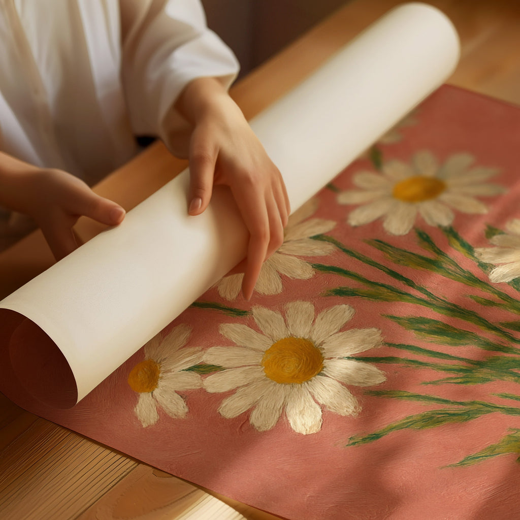Wild Daisies on Blush Canvas
