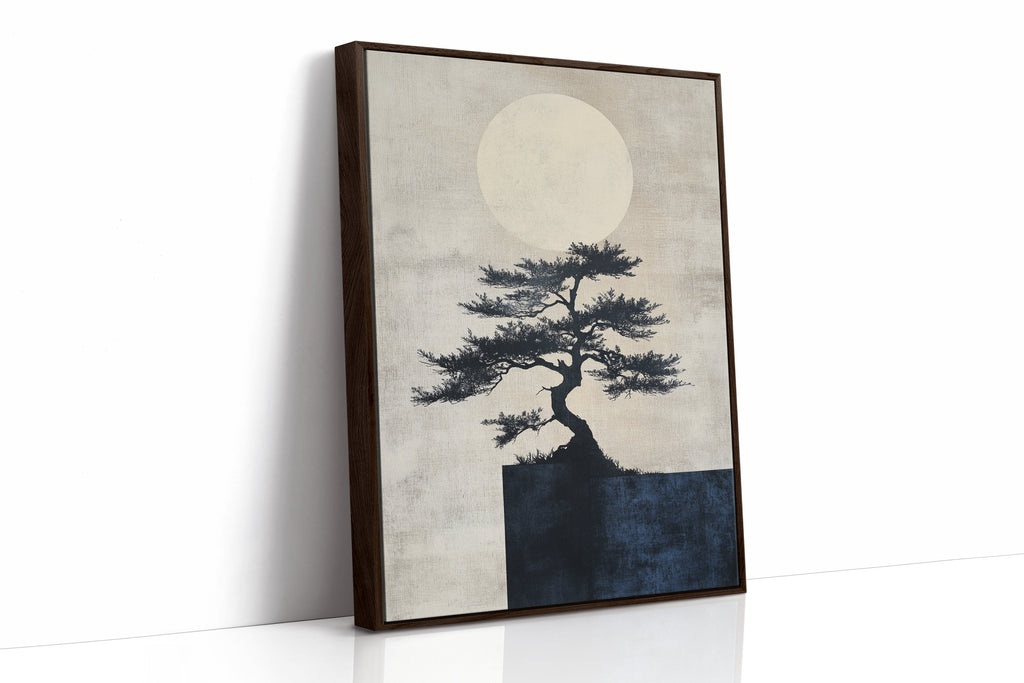Zen Bonsai Tree Art – Minimalist Japanese Wall Print