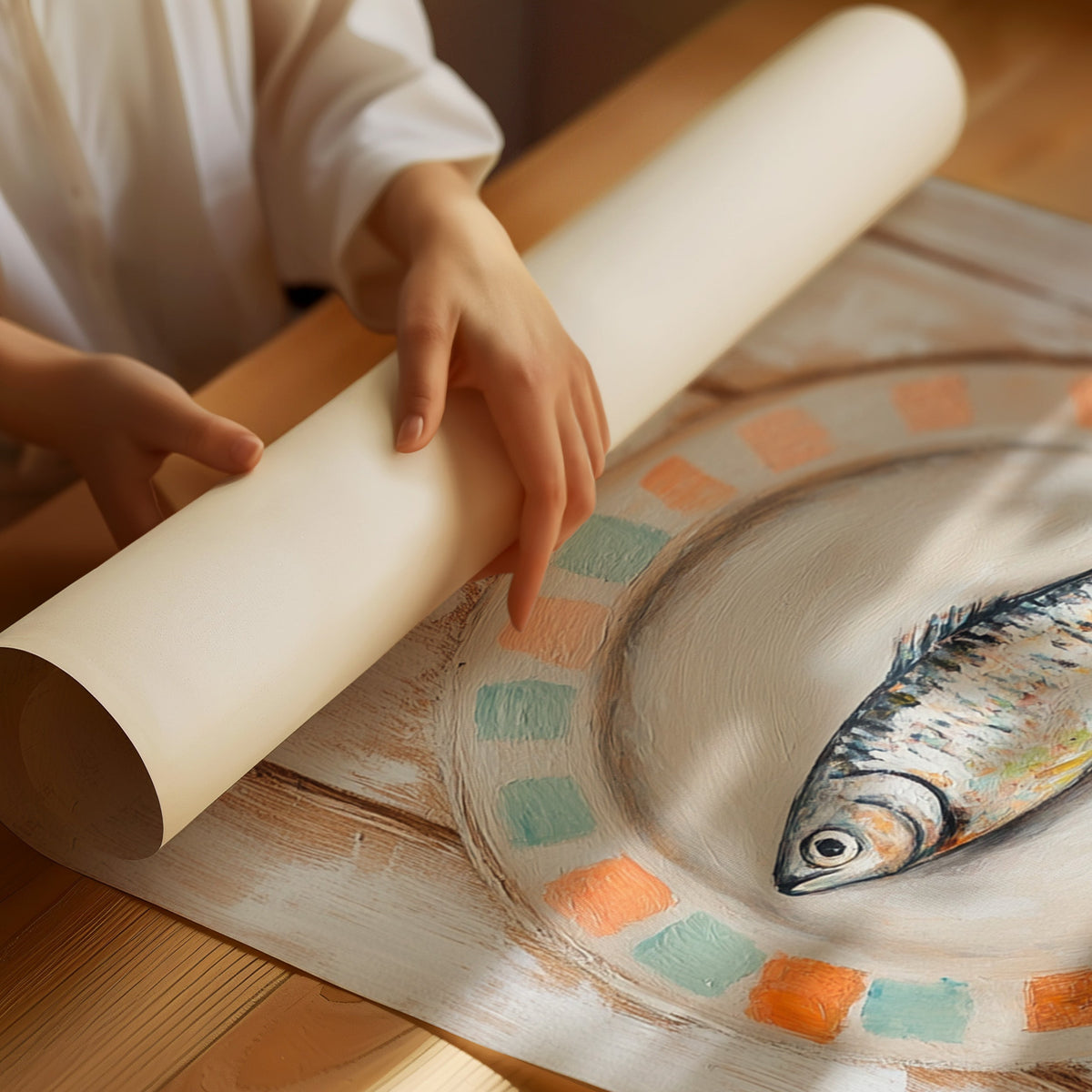 Pesce on Painted Tile Plate