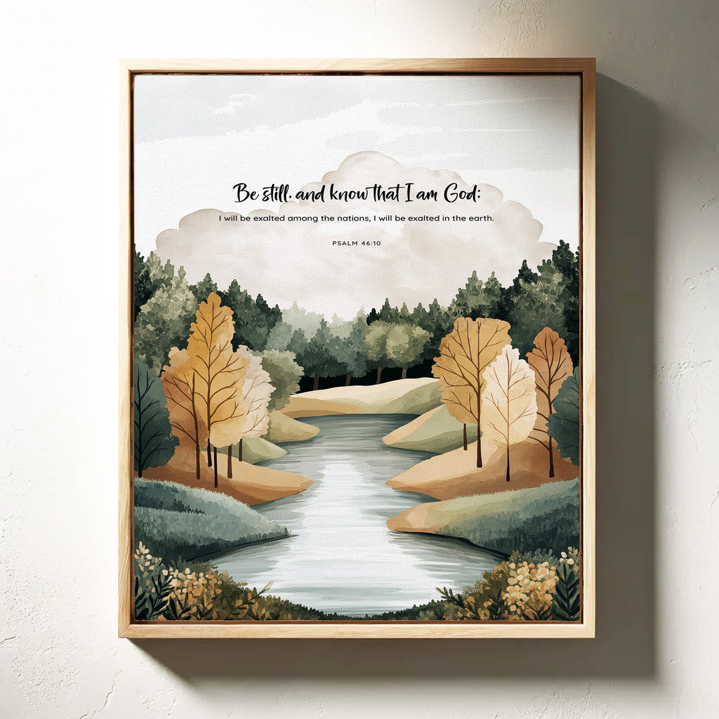 Be Still Autumn River Psalm Print