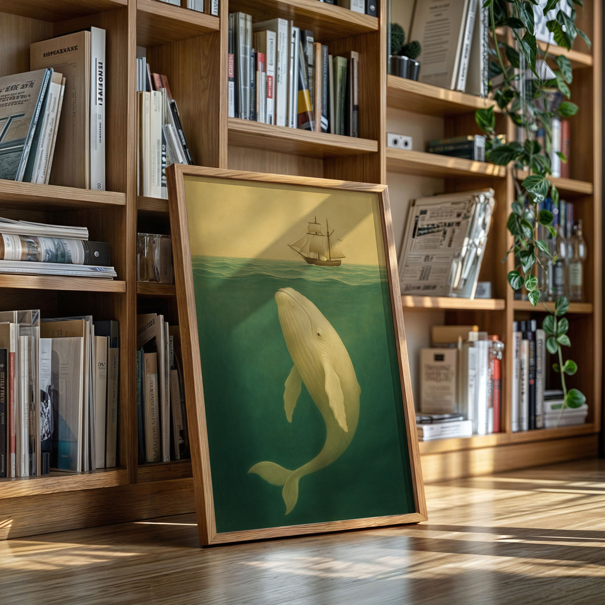Whale Beneath the Golden Horizon