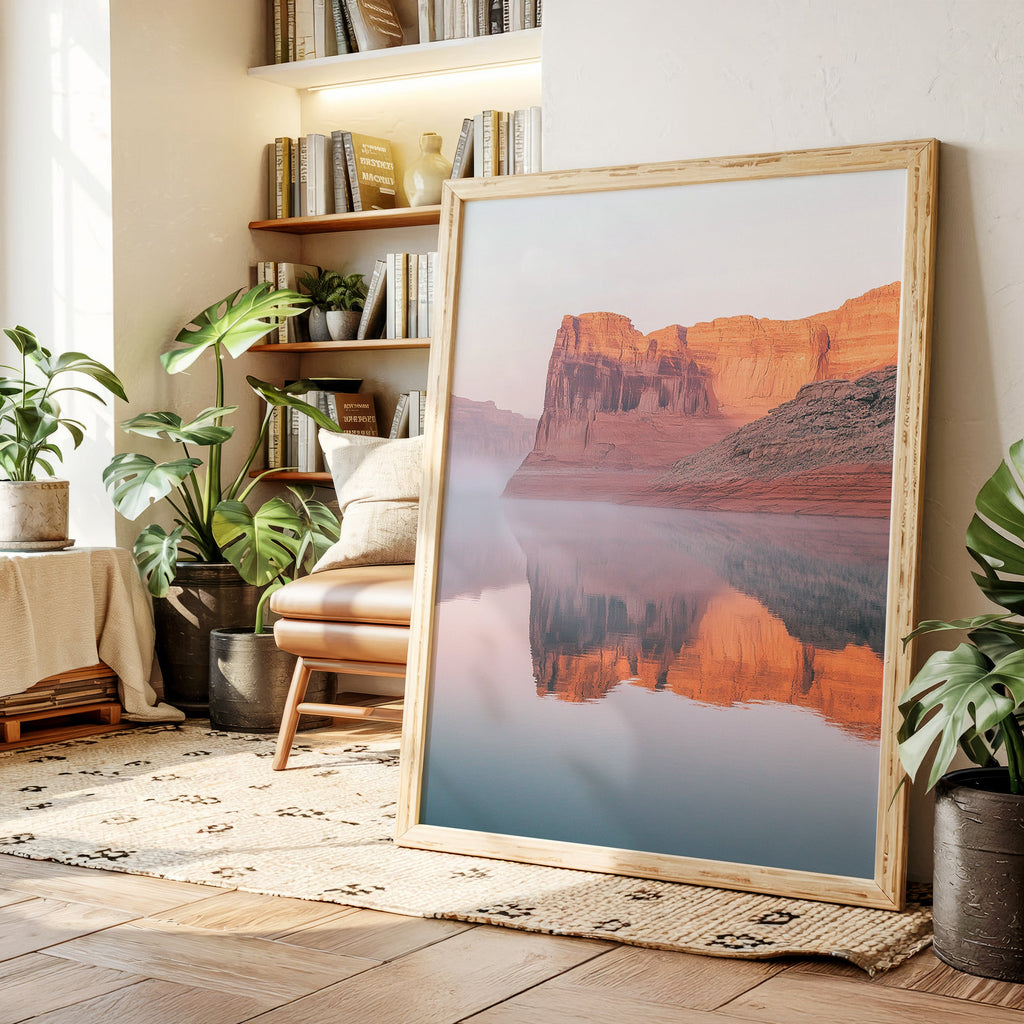 Desert Cliffs Reflected in Morning Mist